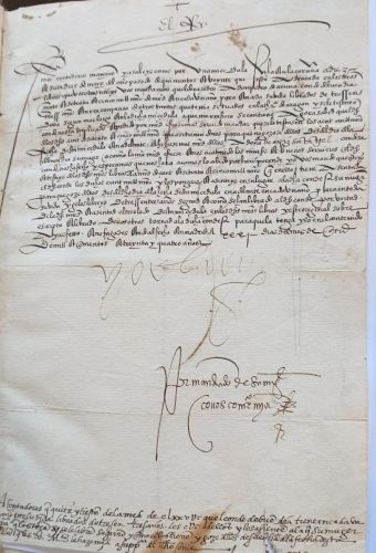 (Manuscrito) Merced de Carlos V a D. Pedro de Acuña, Conde Buendía, con firma autógrafa, por la que se ordena a los contadores que le traspasen 175.000 maravedís
