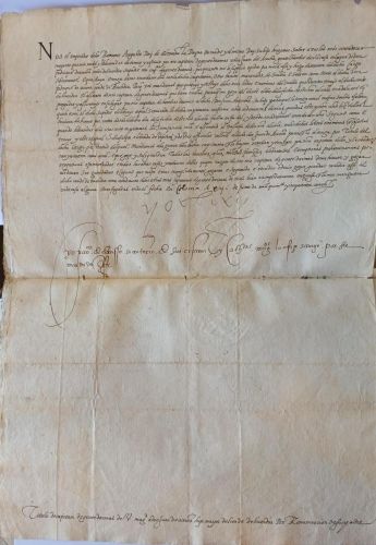 (Manuscrito) El Emperador Carlos V con firma autógrafa refrendada por el secretario Eraso otorga el título de Capitán de hombres de armas al Conde de Buendía, D. Juan de Acuña