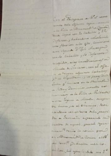 (Manuscrito) Carta que dirige el guerrillero Luis de Bustos al Comandante General de Cuenca donde relata que el hermano de El Empecinado apresó 