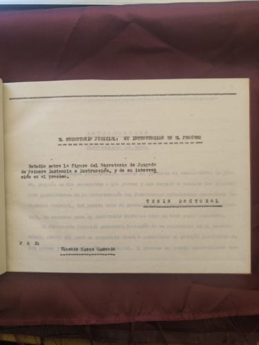  Tesis Doctoral: El secretario judicial: su intervención en el proceso (Estudio sobre la figura del secretario de juzgado de primera instancia e instrucción y de su intervención en el proceso)