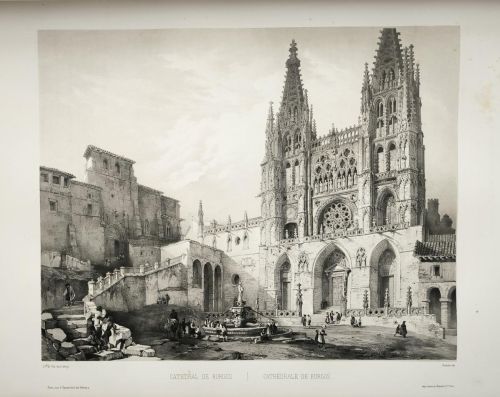 Vista de la fachada principal y torres de la catedral de Burgos