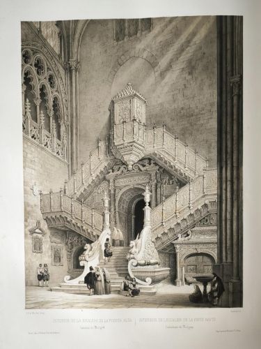 Interior de la escalera de la puerta alta de la catedral de Burgos
